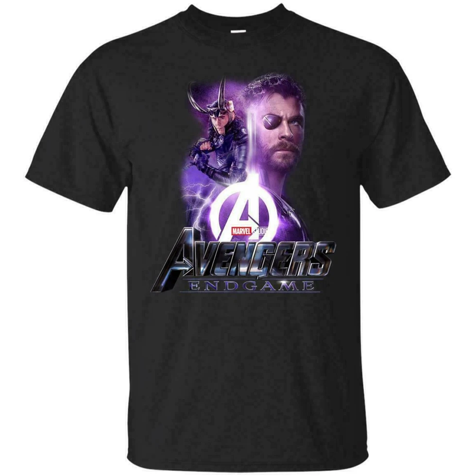 Тор и Локи Мстители эндигра Marvel постер с комиксом черная футболка для мужчин
