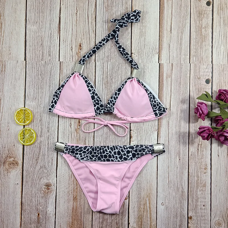 Купальник женский комплект бикини 2021 новый розовый купальник с высокой талией 2