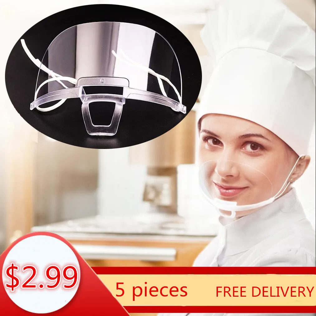 Маска прозрачная 5 шт./лот Перманентная антизапотевающая маска для еды отеля