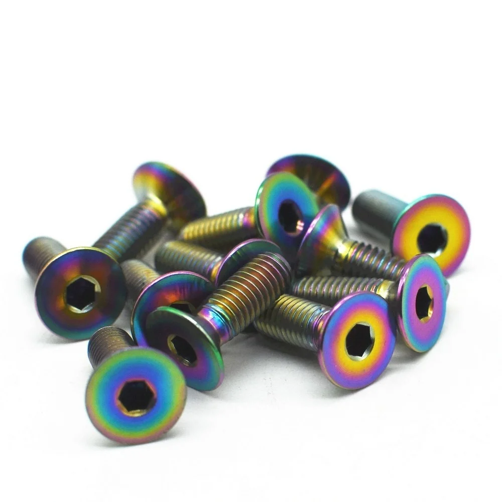 Titanium bolts M3 M4 M5 M6 M8 Countersunk Allen Head Gold Multiple Color Hexagon Socket Titanium Screws Fastener 6pcs images - 6