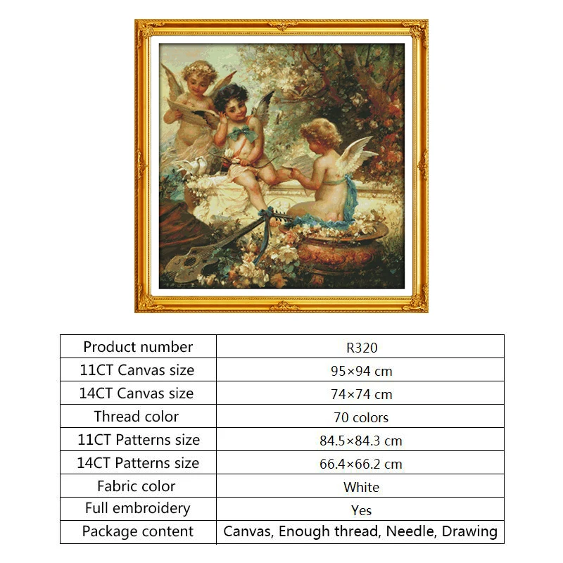 Набор для вышивки крестиком Cherubs In The Garden рукоделие ручной работы 11CT 14CT настенный