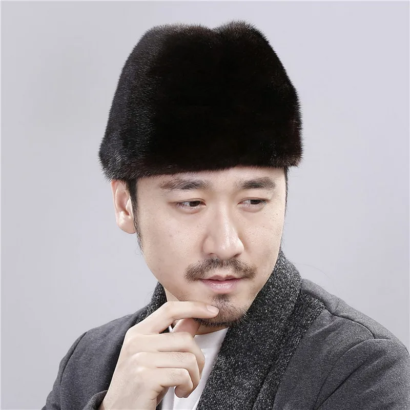 New Mink Gentleman Hat President Hat Full Mink Grass Master Hat Warm Fur 2020 Fxfurs Fashion Winter Men Adult Solid Casual