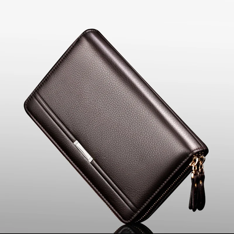 

Men's Wallet Coin Purse Long Black Brown clutch bag Double zipper Purse for Men Business Male Wallet Office Large Wallet Purse