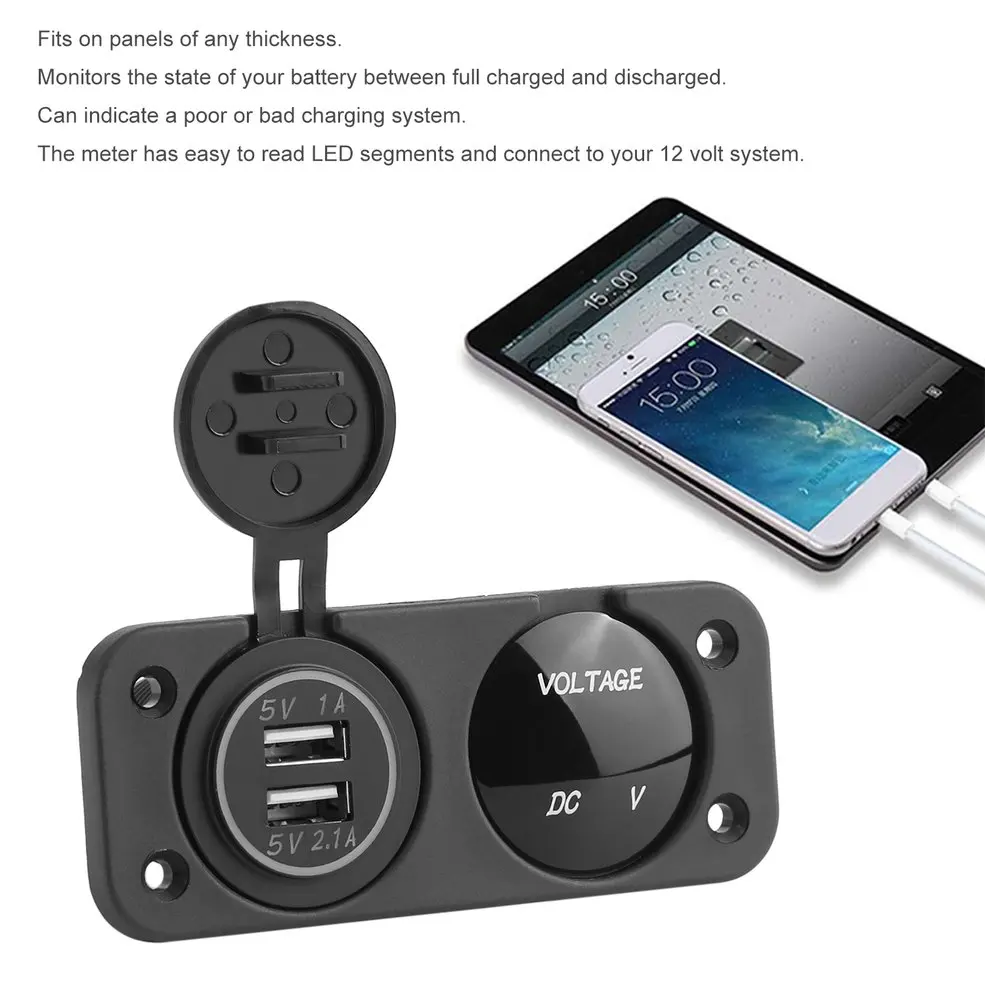 12 24V Dual USB Автомобильное зарядное устройство гнездо магнитный держатель с