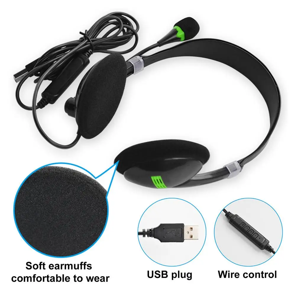 USB игровая гарнитура С микрофоном колл-центра для офиса наушники Проводная