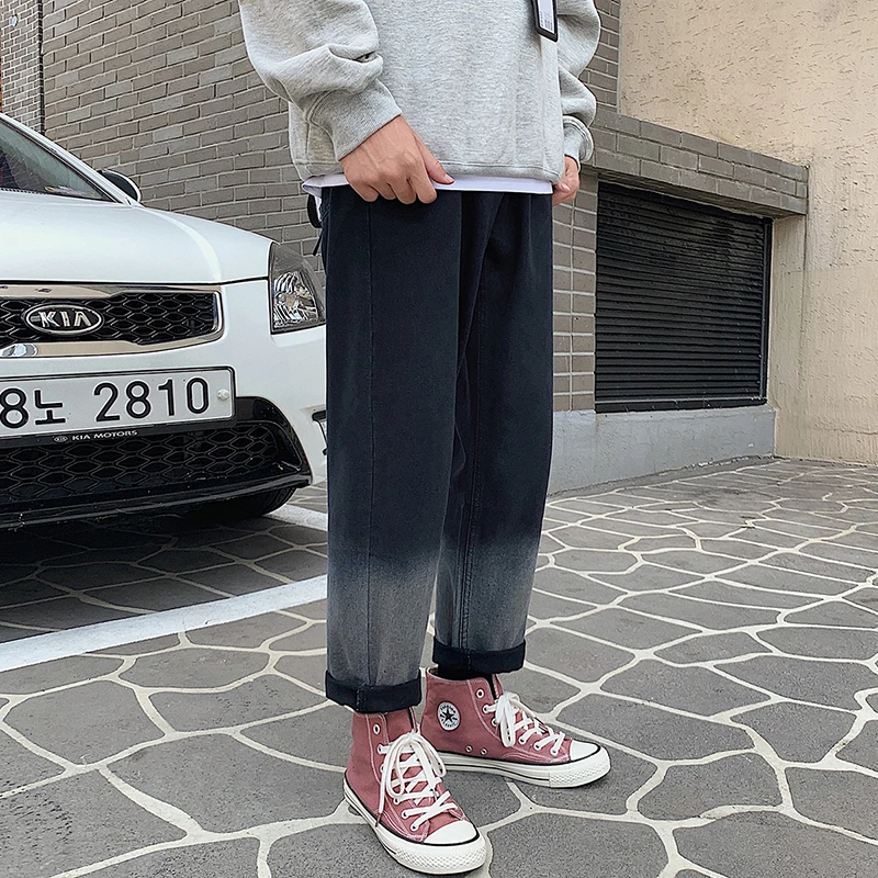 Мужские черные джинсы с потертостями мужские брюки корейская модная одежда