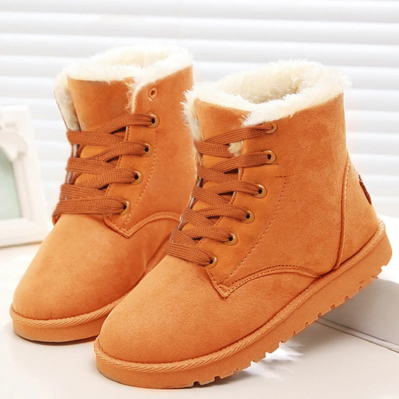 Chestnut Модные теплые зимние ботинки; теплые женские ботильоны; bota Feminina; женская обувь; Botte Femme; замшевая обувь с плюшевой стелькой; Botas Mujer - Цвет: Chestnut