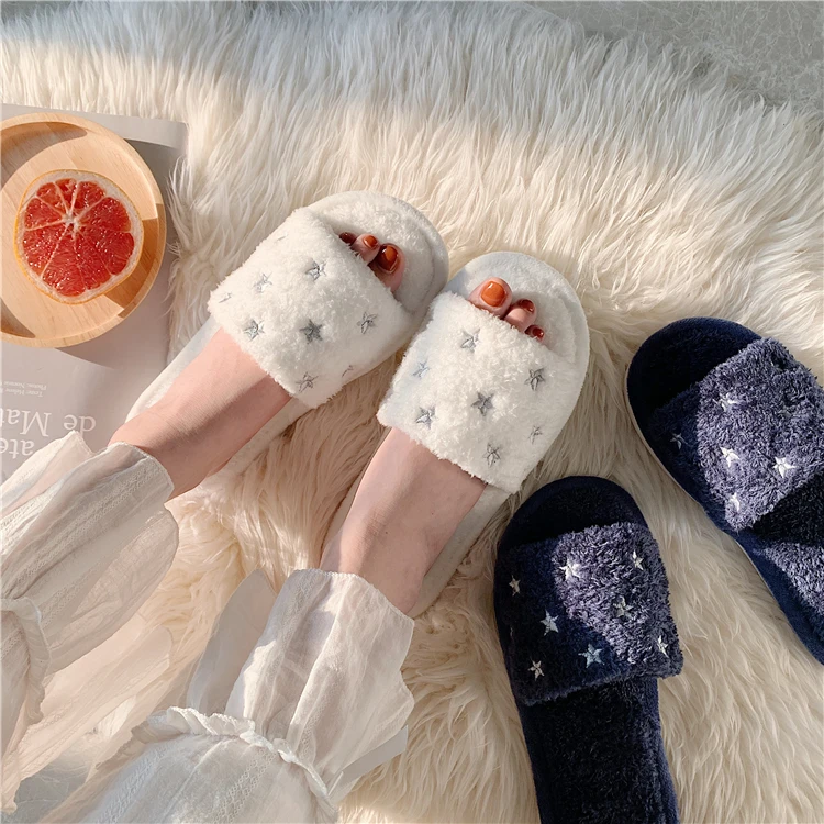 Женские мягкие домашние тапочки на плоской подошве Хлопковая зимняя теплая
