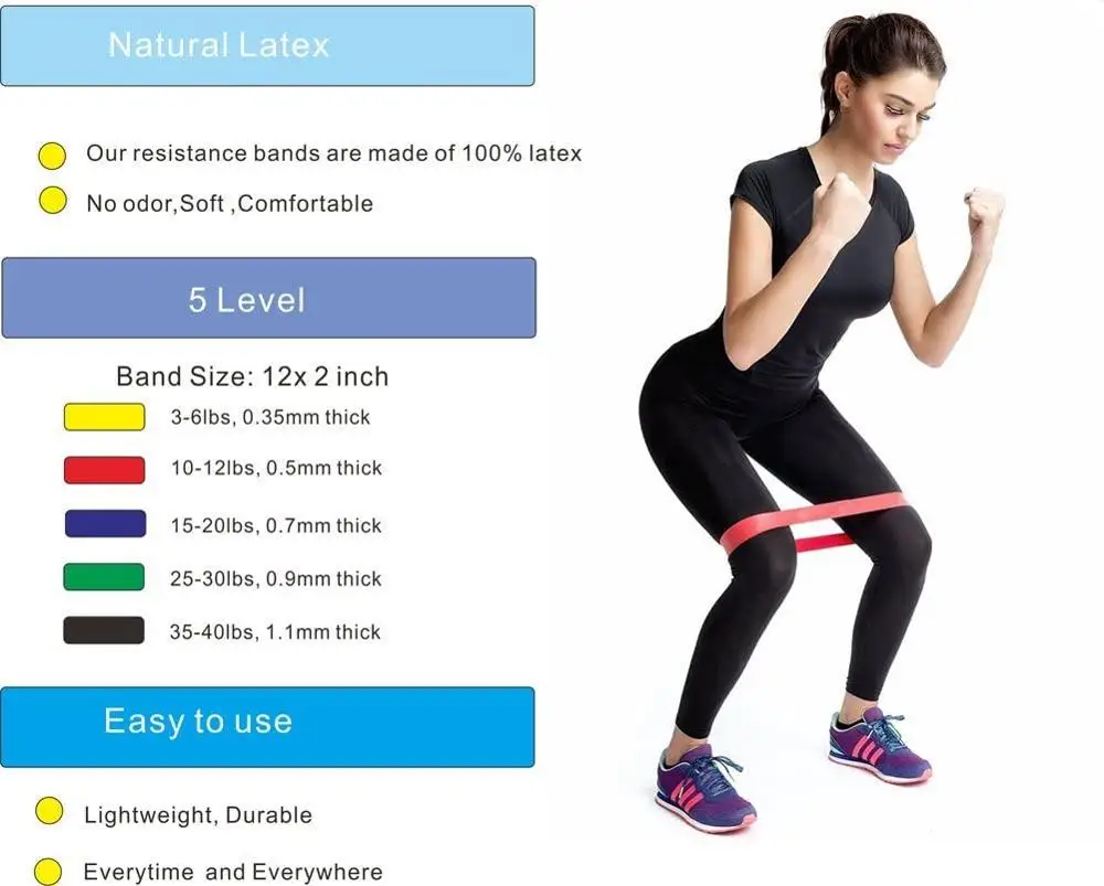 5 цветов Йога Сопротивление резинок для дома и улицы Фитнес оборудование Пилатес