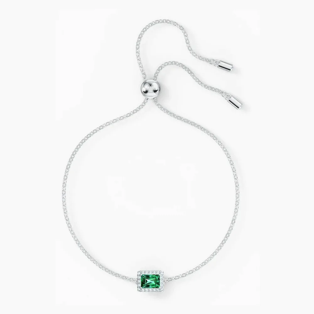 

2020 Fashion Jewelry High Quality SWA Vintage Green Rectangle Crystal Bracelet Green Bracelet Romantic Gift for Women