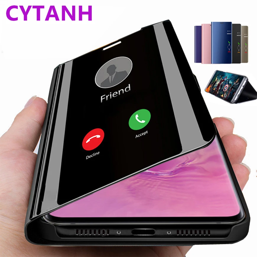 Умный зеркальный флип-чехол с подставкой для Samsung Galaxy S8 S10 S9 Plus S7 Edge Note 9 8 J7 J5 2017 A6 A8 J4