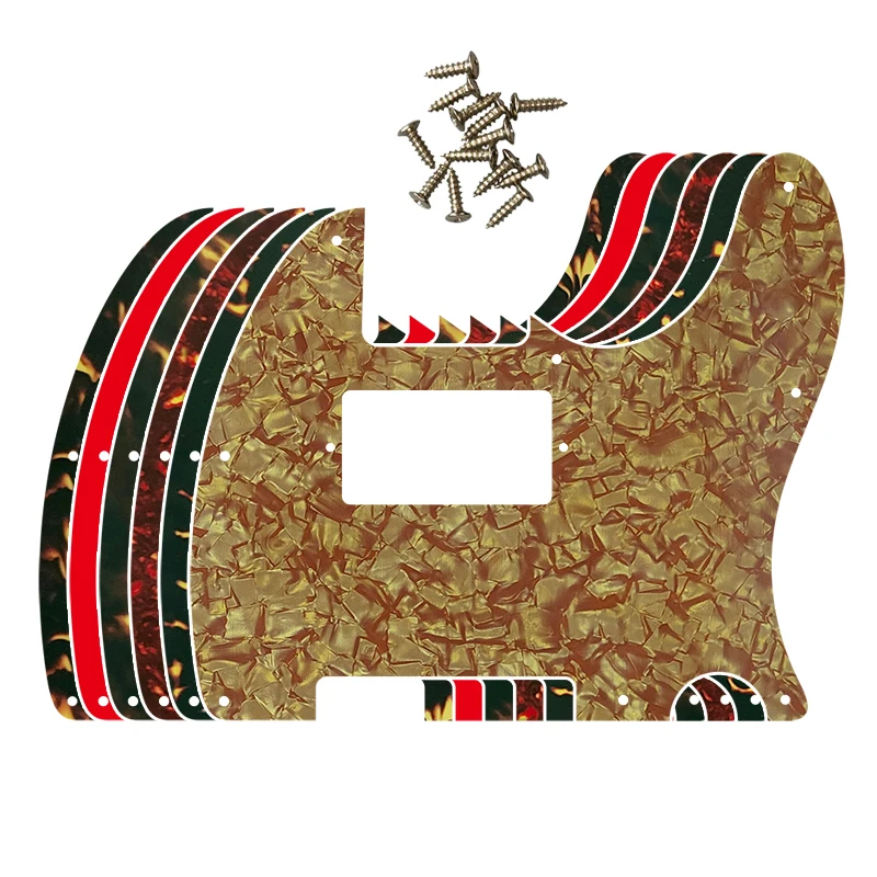 

Pleroo Guitar Parts For US Standard 8Screw Holes Tele Telecaster With PAF Humbucker Guitar Pickguard Scratch Plate Flame Pattern