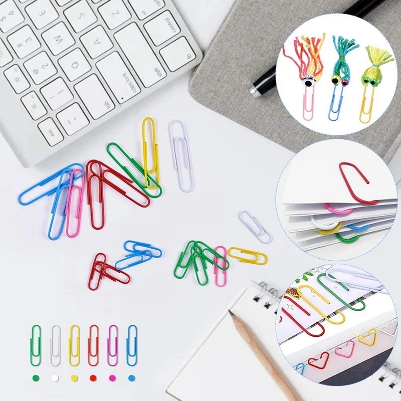 240Pcs Paper Clips Binder Colored Office Set -Assorted Sizes Paperclips Clamps Rubber Bands for |