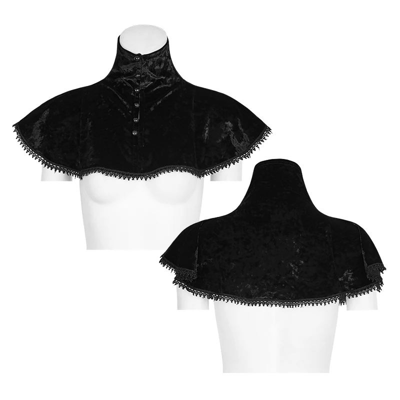 Панк рейв женские костюмы готическое кладбище черный бархат накидка шарфики