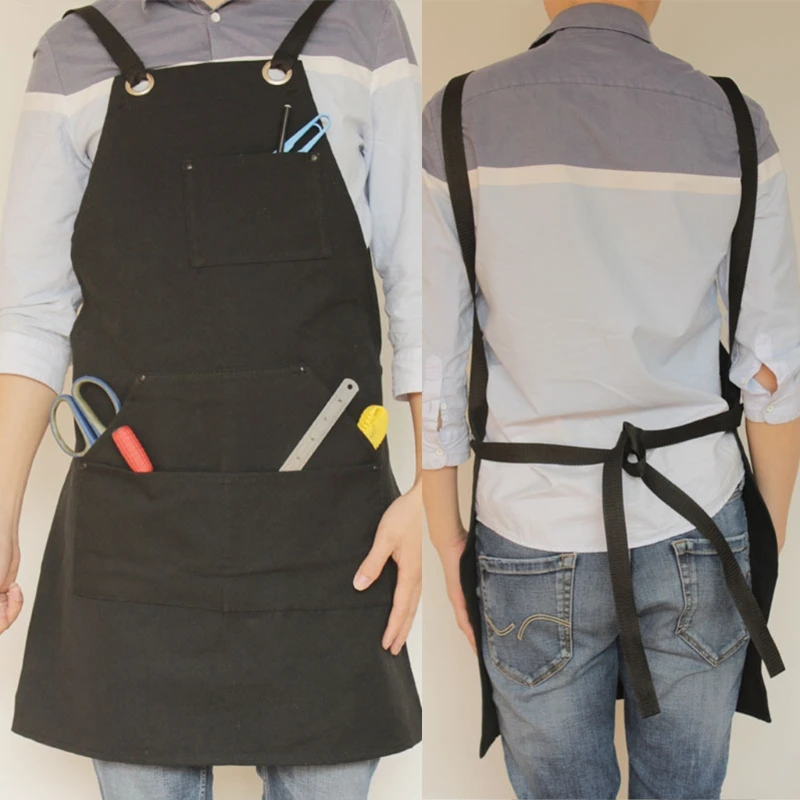 

Черный холщовый регулируемый Рабочий инструмент B2RA для мужчин и женщин, фартук с карманами для садоводства, столярных работ, деревьев, пека...