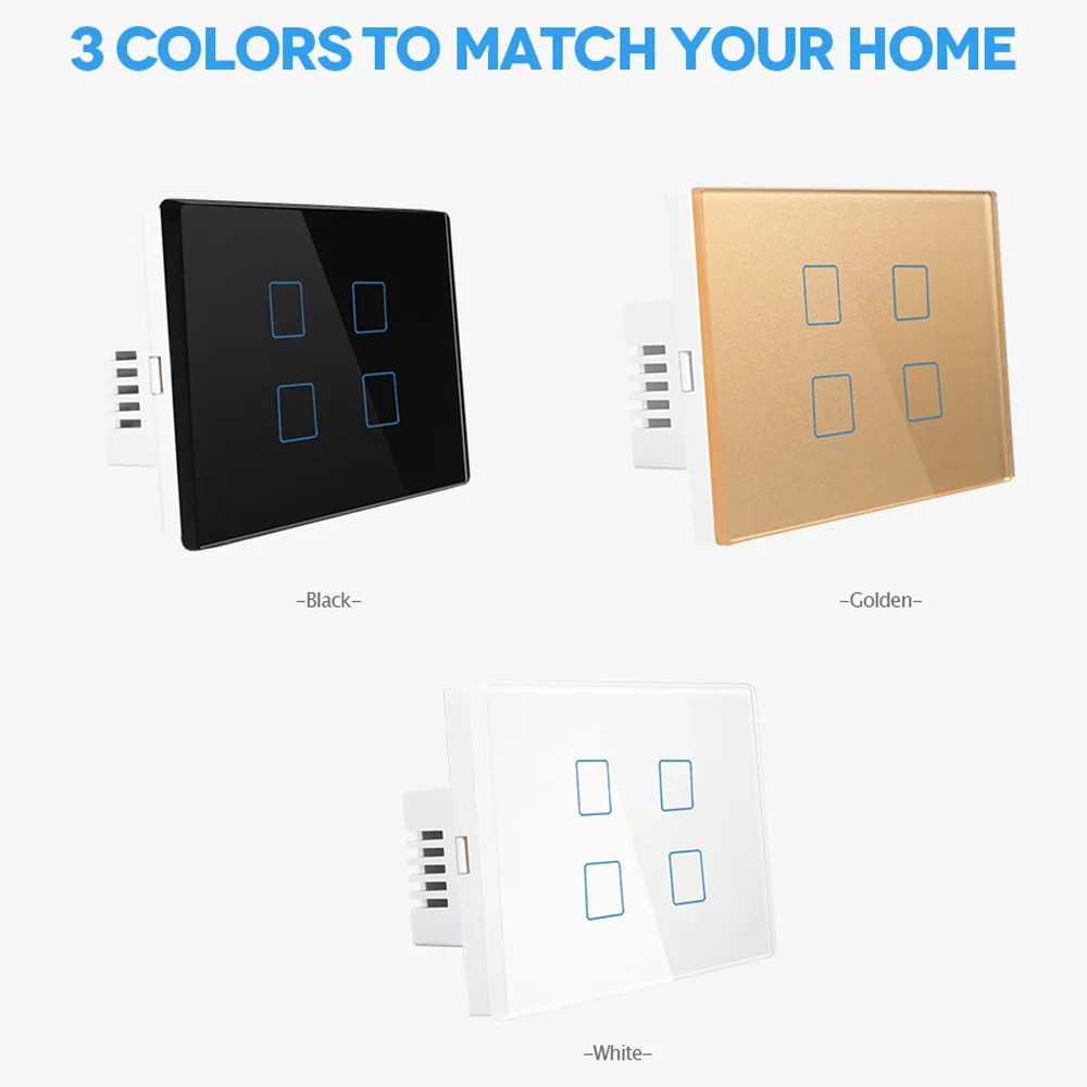 Free Shipping US Standard 1 2 3 Gang Way Wall Light Controler Home Automation Touch Switch 4 Colors | Обустройство дома