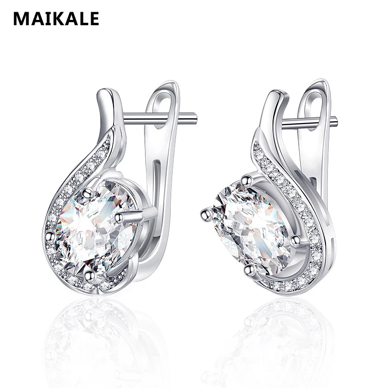Женские серьги с фианитом MAIKALE круглые в Корейском стиле класса