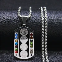 2022 stainless steel mix color crystal saint benedict pendant necklace silver color christian necklaces jewelry san benito n4909