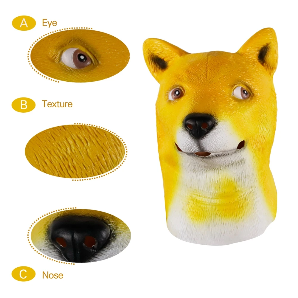 

Waylike Dog Mask Halloween Funny Animal Latex Party Mask Masque Carnival Halloween Masquerade Mask Easter Fools' Day Mask