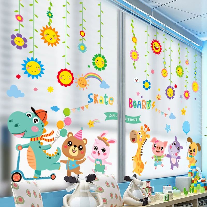 Мультяшные динозавры животные наклейки на стену сделай сам Цветочные Подвески