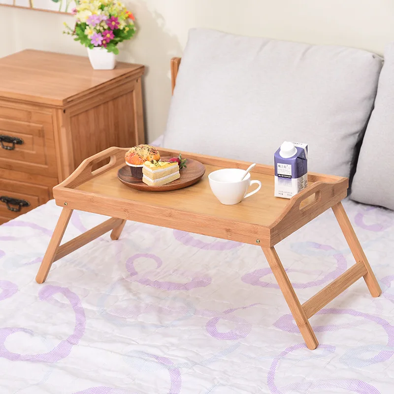 

New Upgrade Thickening Bamboo Folding Laptop Table Adjustable Gaming and Study Computer Desk Picnic Table Breakfast Tray