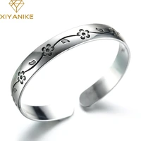 xiyanike 925 sterling silver party cuff bracelet charm women vintage fashion plum flower bracelets jewelry wedding accessories