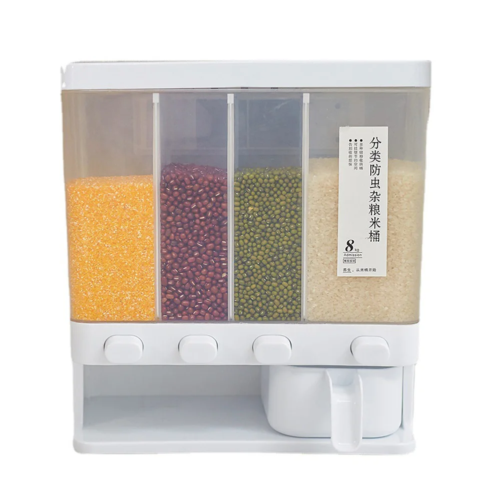 

Wall Mountable Sealed Storage Box Food Plastic Containers Cereal Grains Beans Flour Jars Moisture-Proof Bucket Kitchen Items