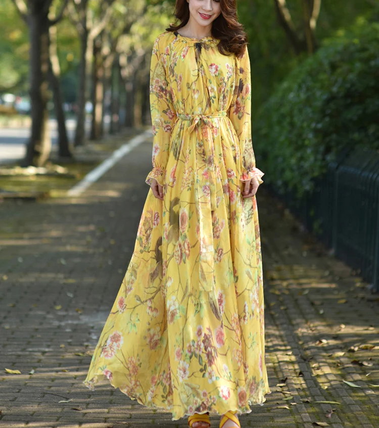 Свободное шифоновое Модное Длинное Платье летняя одежда Абая мусульманская