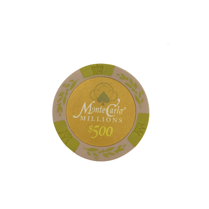 500 yuan face value K8356 25 шт./лот доллар пшеничной пленки глиняные чипы монеты Baccarat Texas Hold'em Цвет Корона глина покерные игровые чипы Pokerstars 14 г - Цвет: 500 yuan face value