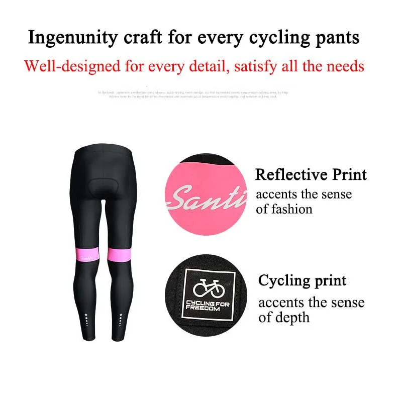 Santic женские штаны для велоспорта Зимние флисовые термоветрозащитные