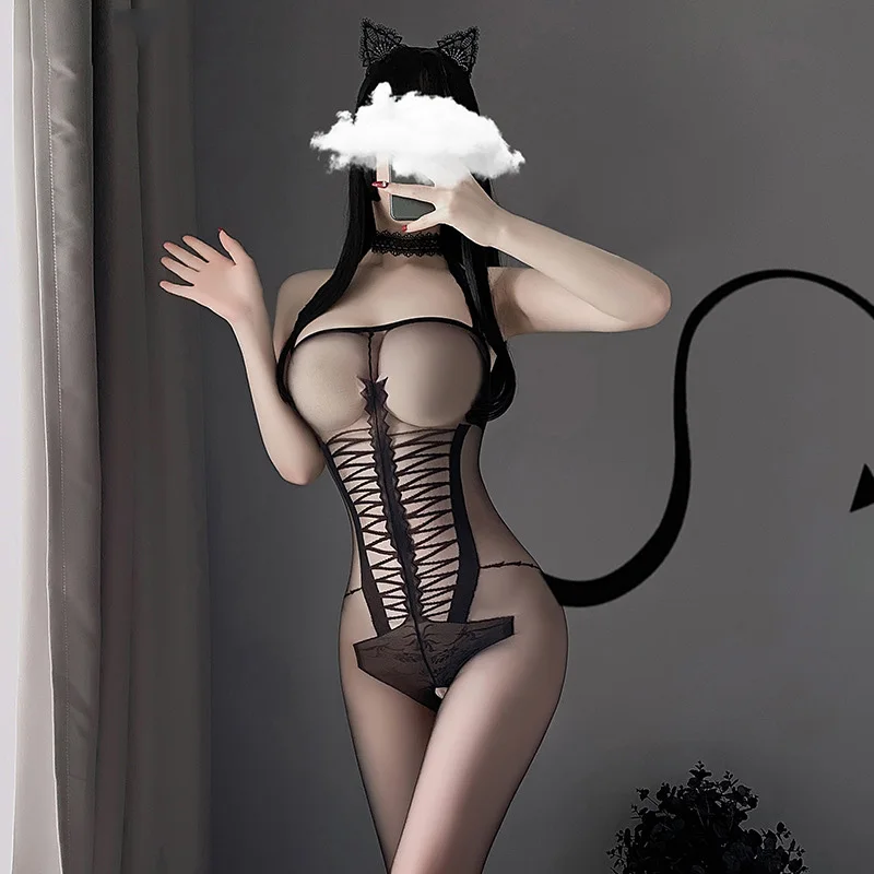 Женские сексуальные чулки полный комбинезон для женщин интимные черные колготки