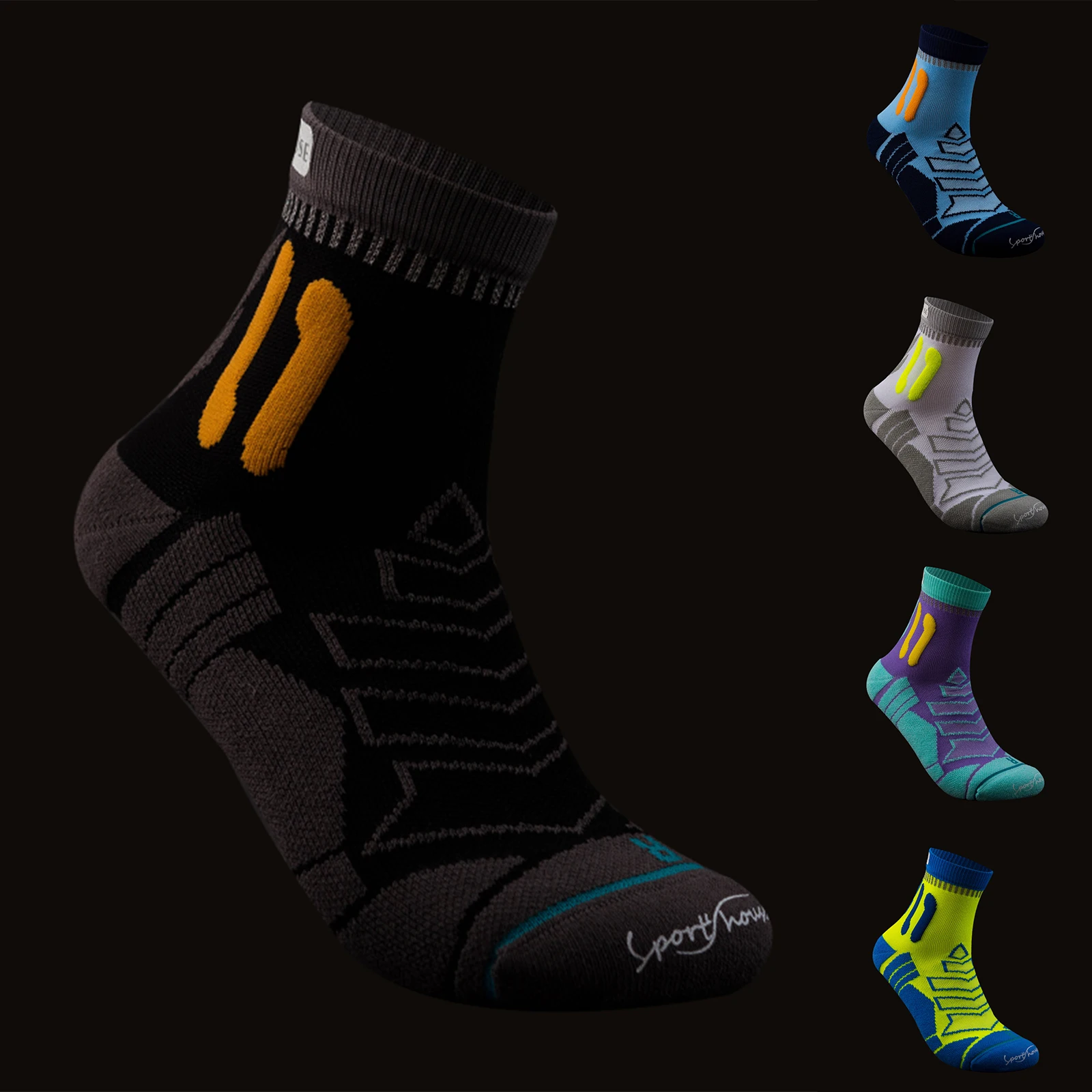 

3 Pairs Men Cotton Middle Tube Reverse Cursor Moisture Absorption Sweat Wicking Breathable Sprint Socks Shock Absorption