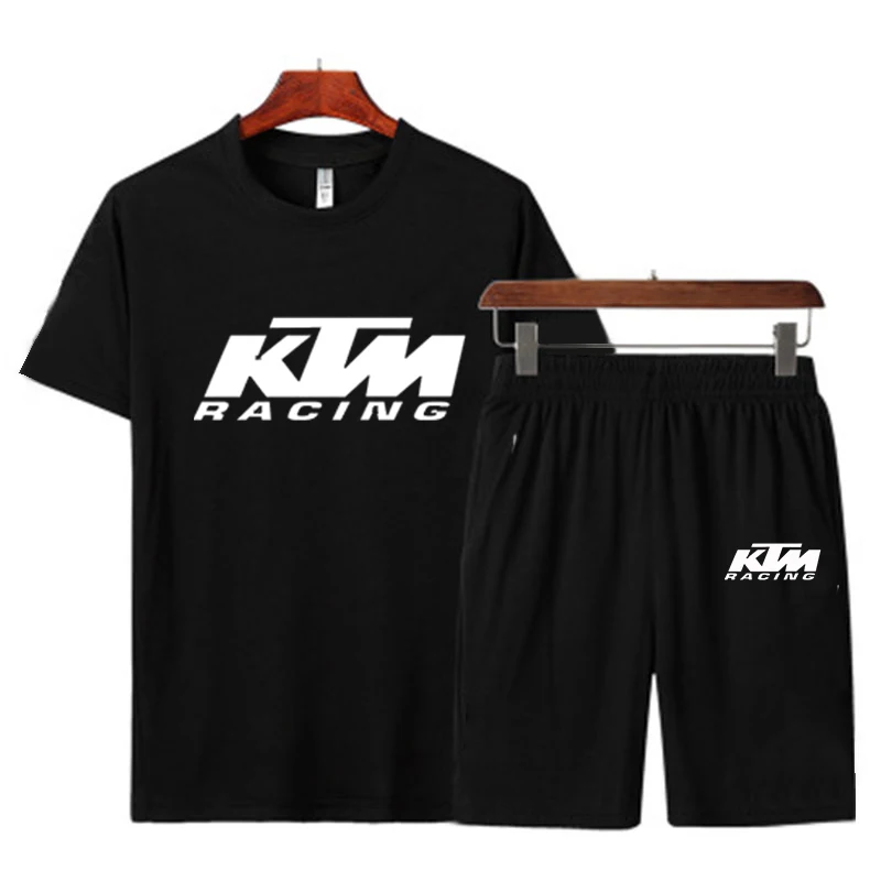 

2021Summer Men's T-shirt Set 2-piece Men's Sportswear Suit Basketball Sports Fitness Printed Short Sleeve + Men's Suit