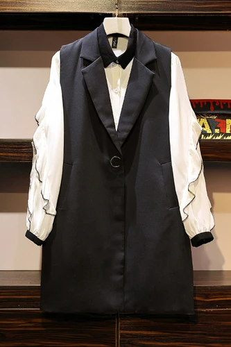 Большой размер 5xl жилет и рубашка Женский комплект 2 шт. Vogue Ensemble Femme Deux Pieces костюм