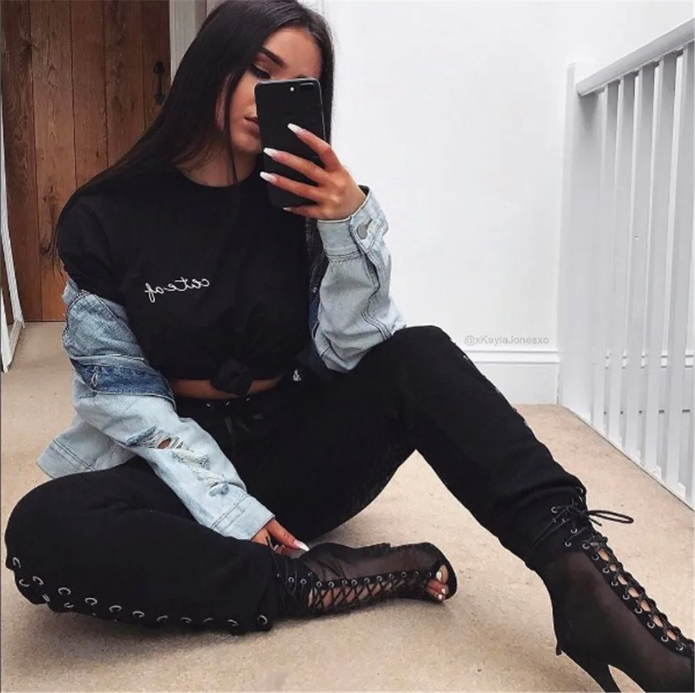 Лидер продаж женские джинсы эластичные с высокой талией модные бандажные брюки