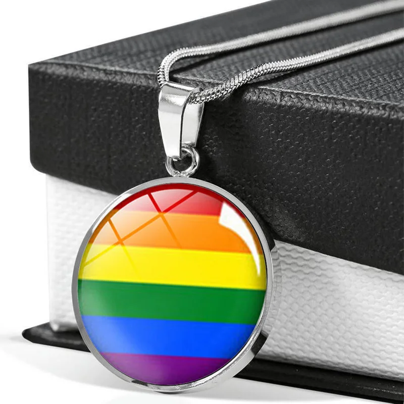 Gay Pride Радужный кабошон с фото стеклянный кулон ожерелье модное ювелирное изделие