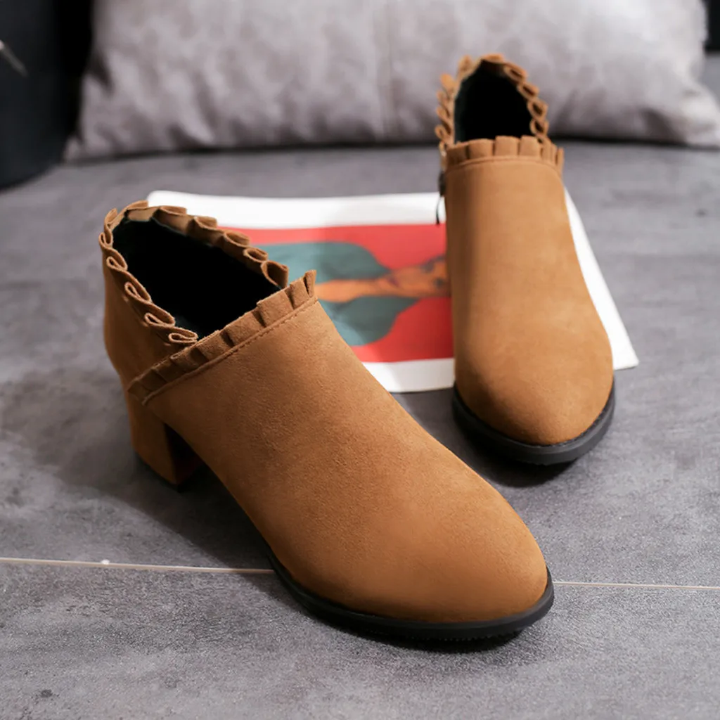 Женские замшевые зимние ботинки в европейском стиле сезон осень-зима винтажные