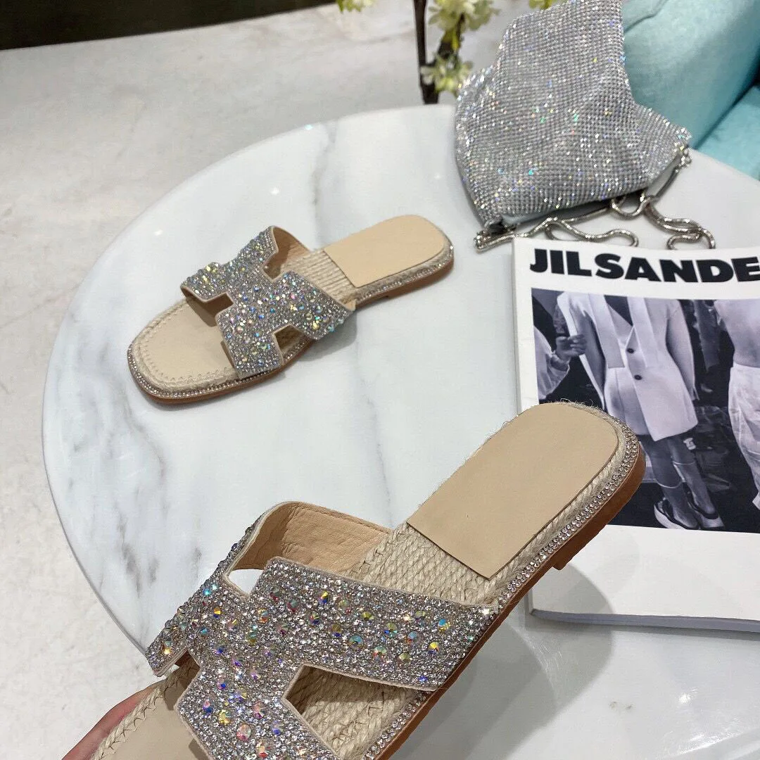 

2021 Summer New Handmade High Quality Sandal Luxury Designer Women Flat Shoes Fashion Brand Indoor and Outdoor Ladies Slippers