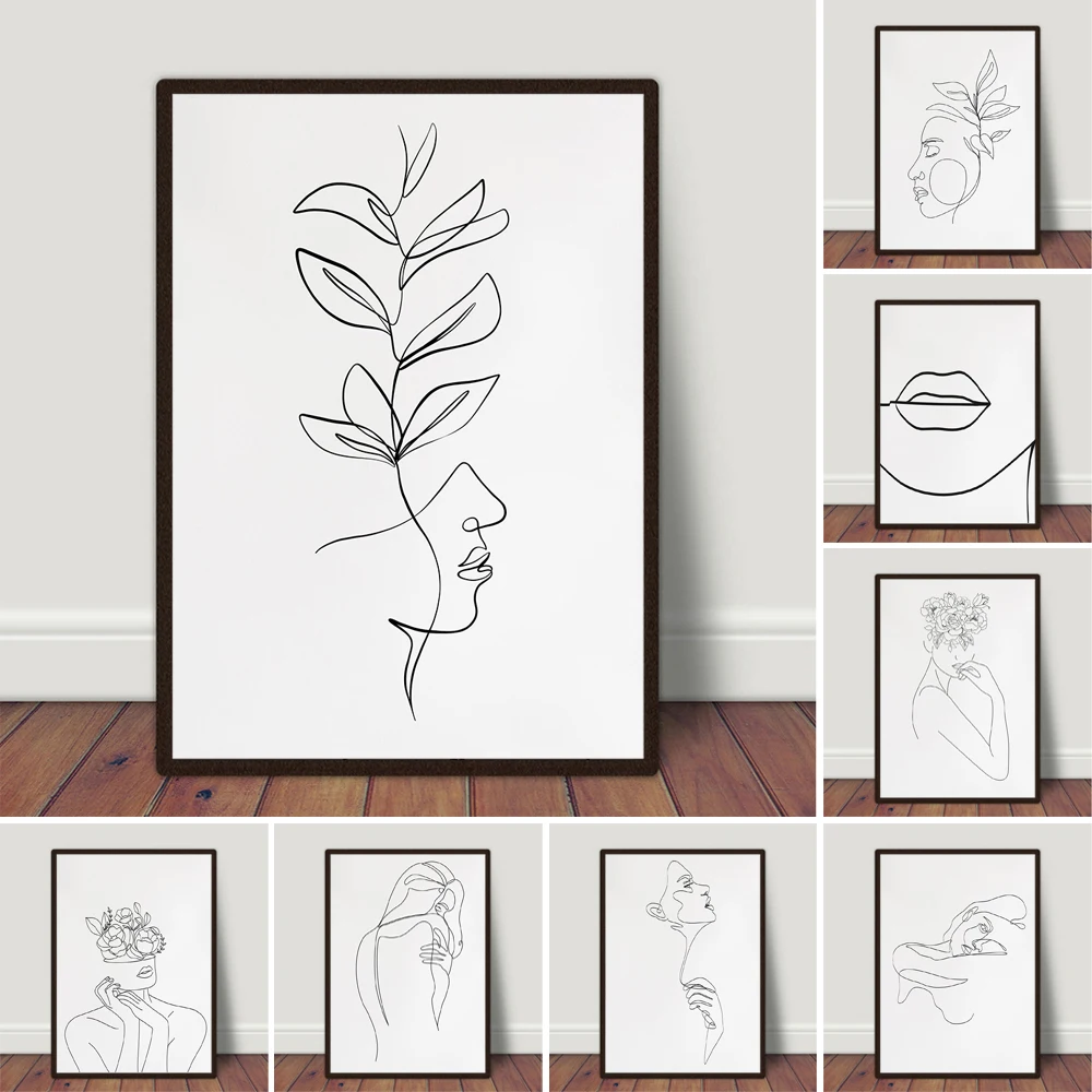 

Woman Line Art INSTANT Female Line Art Woman Line for Living Room Home Decor