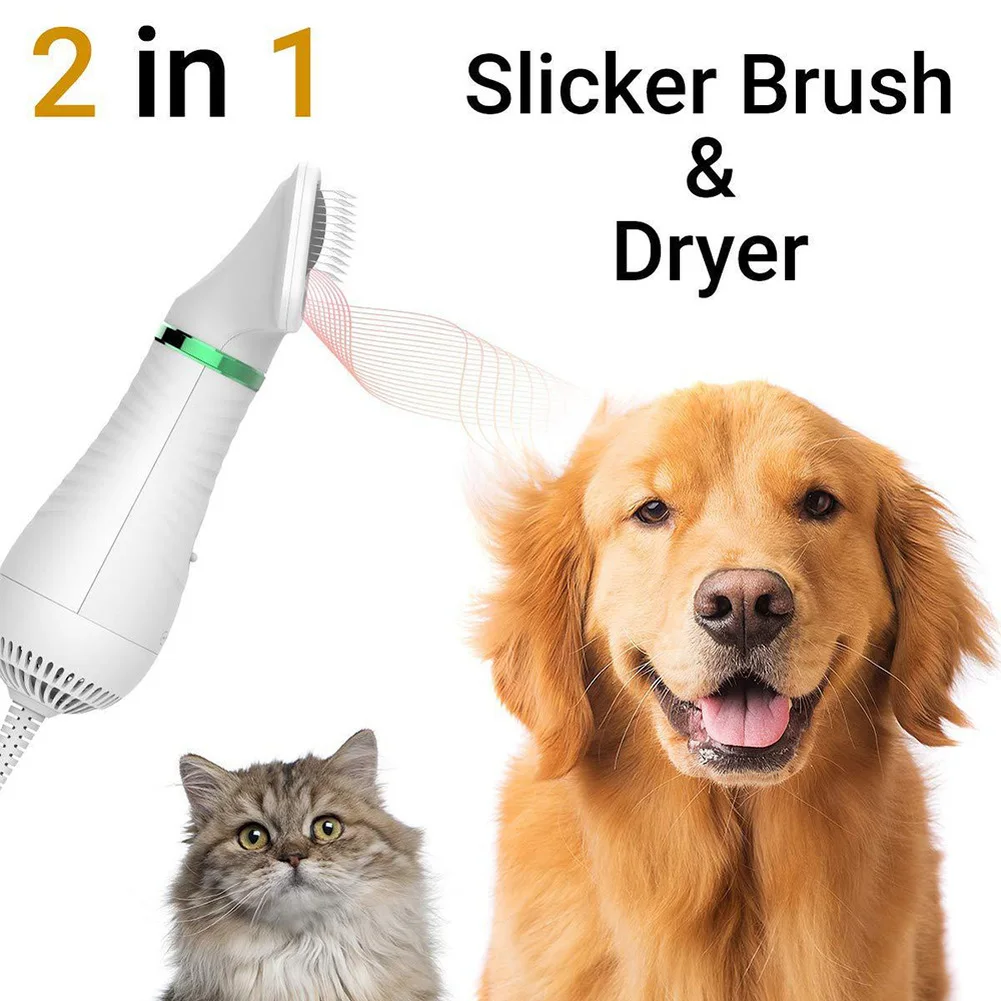 

2 in 1 Pet Dog Hair Dryer Comb Low Temprature & Noise Dogs Cats Drying Dog Groom Slicker Brush Gooming Comb Animal Groomer