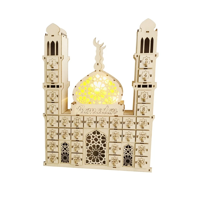 

Eid Mubarak Countdown Calendar DIY Ramadan Ornaments Wooden Drawer Party Decor 4X7A