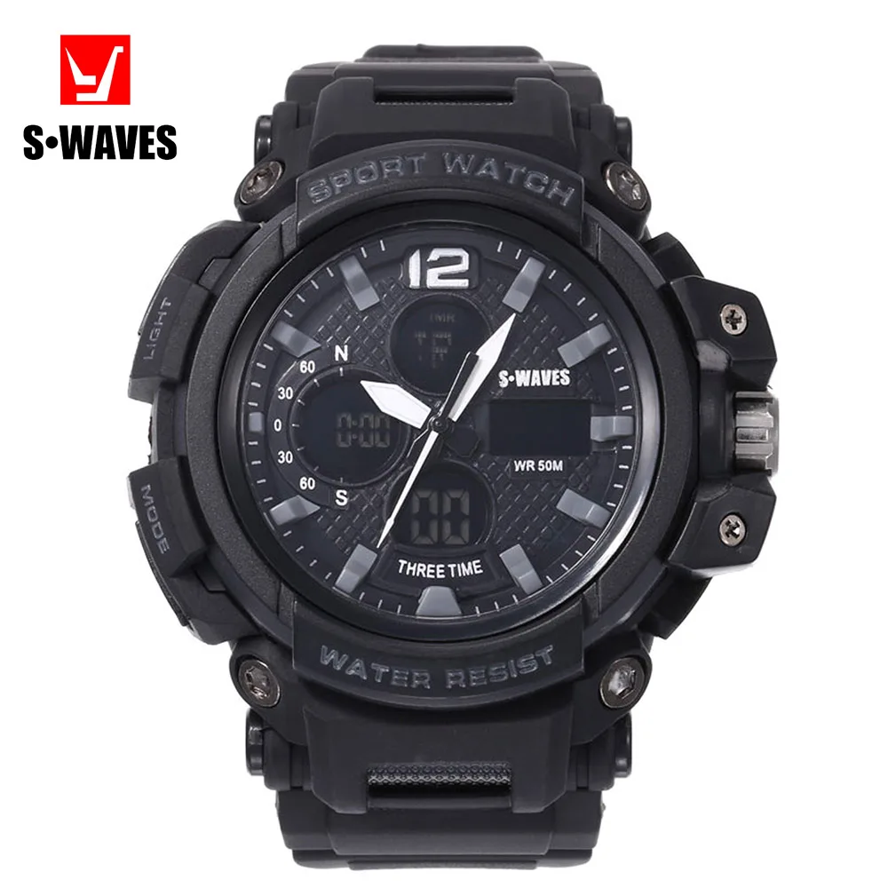 Часы SWAVES мужские электронные уникальные спортивные кварцевые цифровые