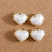 4pcs 1511mm trendy imitation pearl love heart charms pendants for jewelry making necklace drop earrings handmade diy crafts