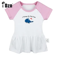 idzn summer new i whaley love my daddy baby girls cute short sleeve dress infant funny pleated dress soft cotton dresses clothes