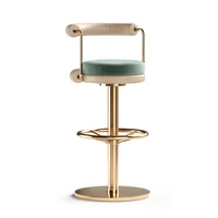 gy italian light luxury bar chair backrest bar stool stainless steel metal high stool leisure coffee shop rotating