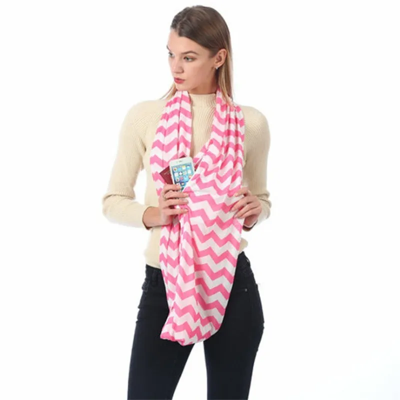 Женский шейный платок с принтом в виде шеврона и волн |