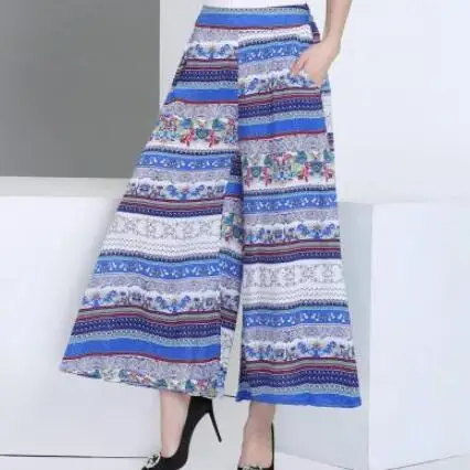 2020 летние Подиумные шаровары с высокой талией свободные Цветочные широкие брюки