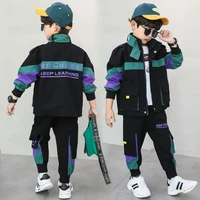 fashion baby boys clothes patchwork stripes jacketspants 2pcs sets autumn kids coats sports suits childrens letter tracksuits