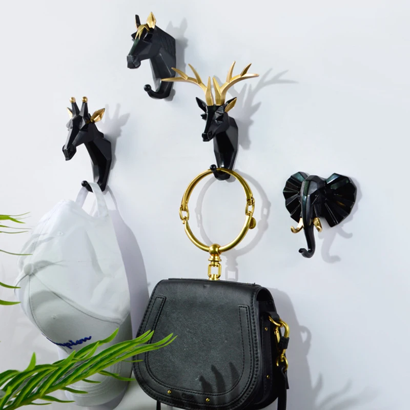 Animal head decoration Multi-Purpose Hook resin crafts deer nail-free wall coat hook behind door bathroom | Дом и сад