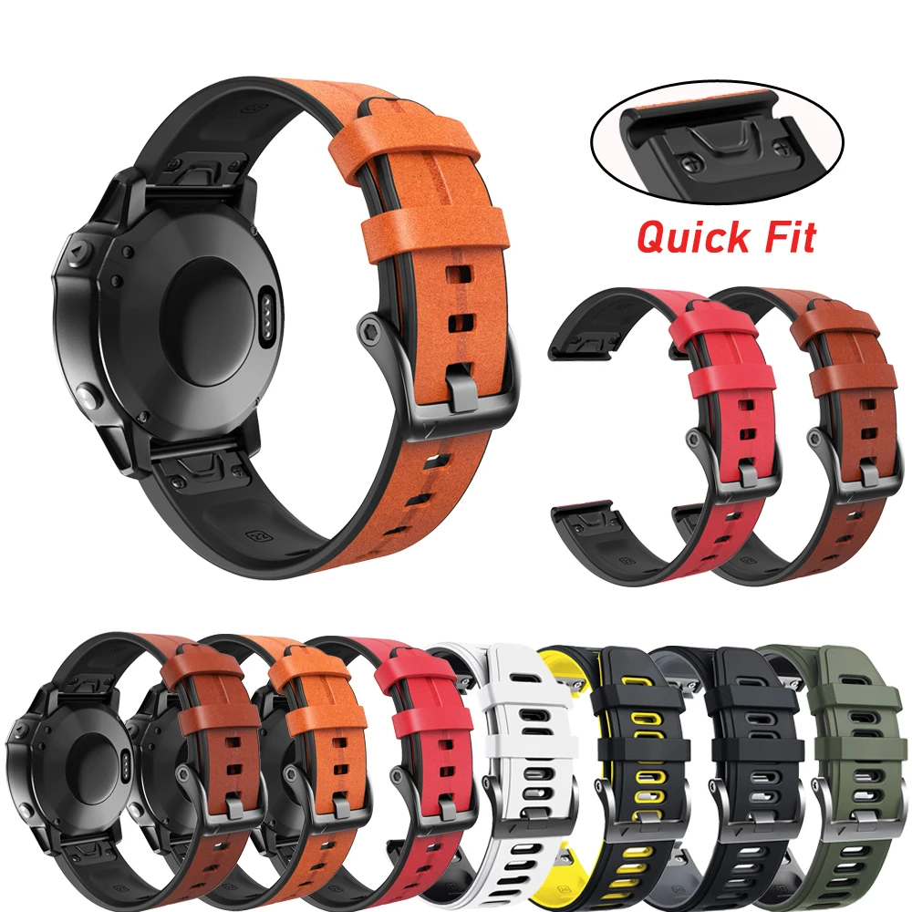 

Ремешок спортивный кожаный для смарт-часов Garmin Forerunner 935 945 Fenix 3 3 HR
